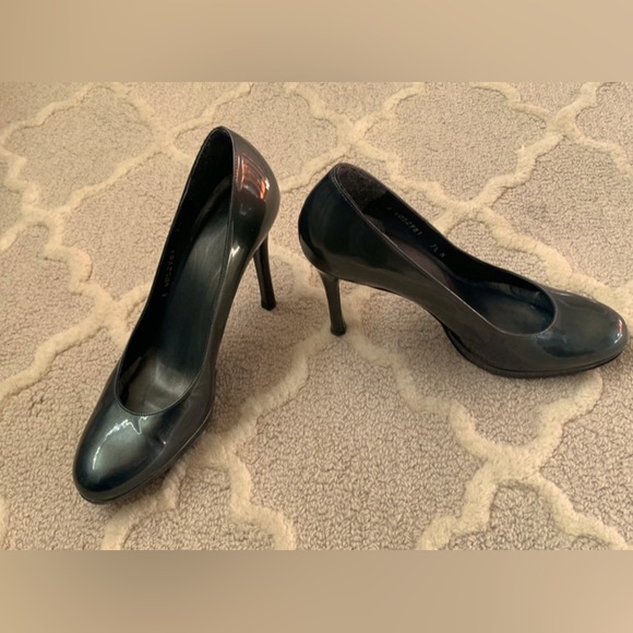 Stuart Weitzman Luxury Metallic Green Patent Leather Pumps Heels 7.5 N Shoes - Picture 5 of 11